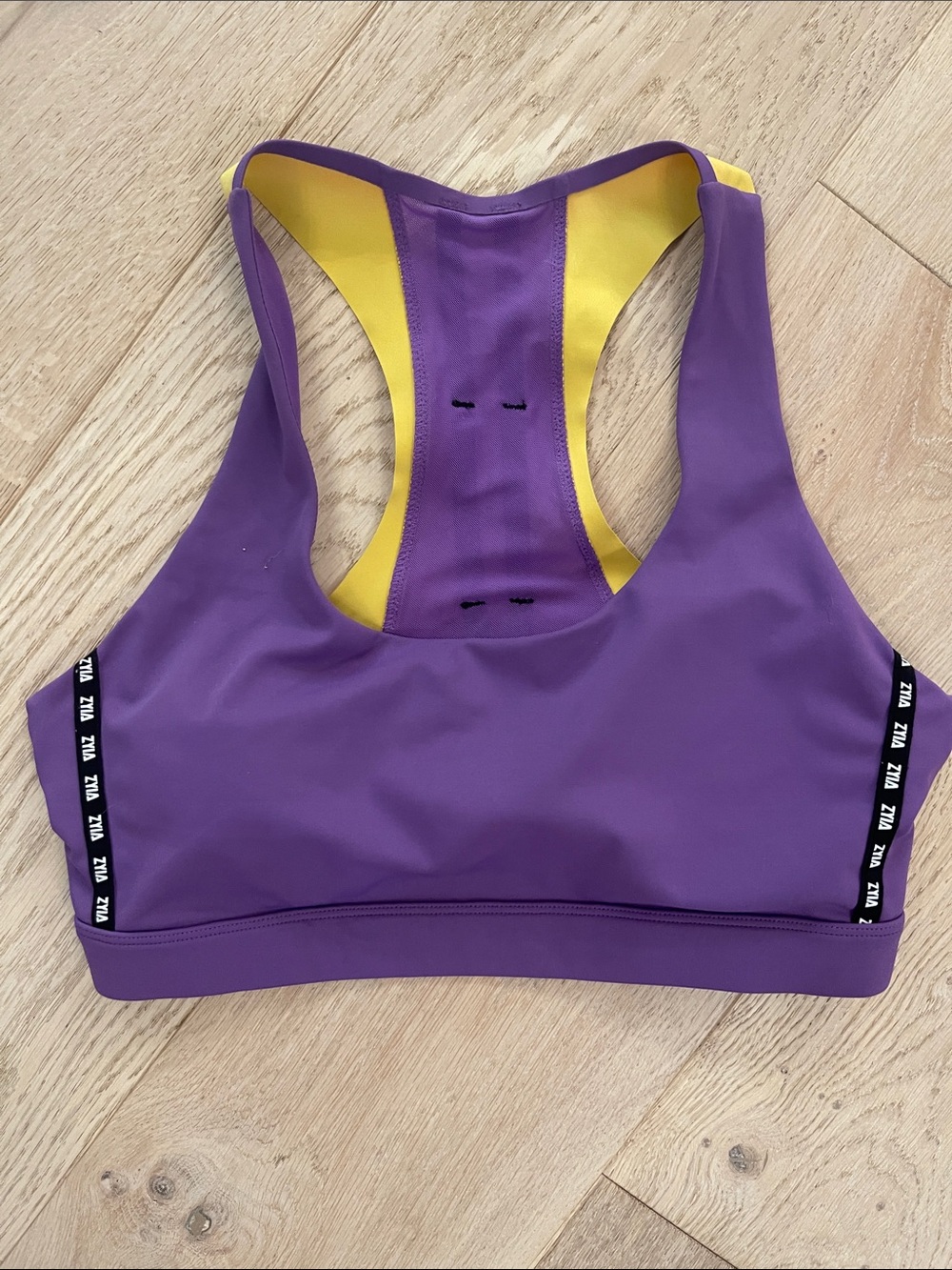 ZYIA Purple And Yellow Sports Bra Racerback Size XL